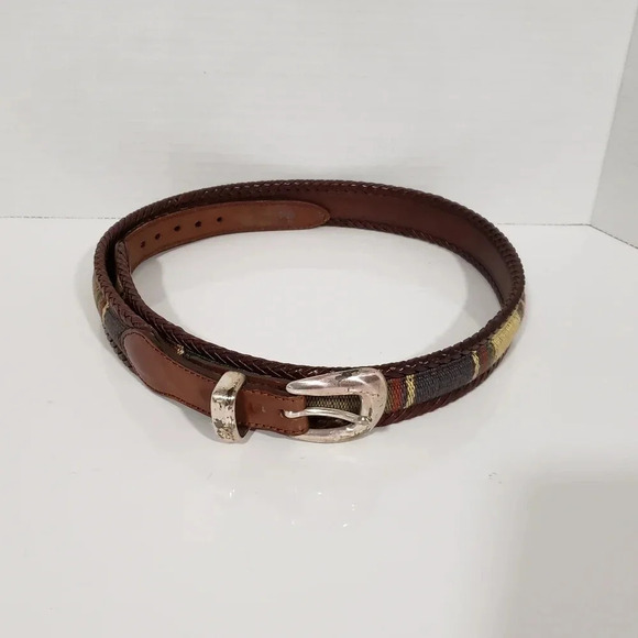 VTG Woven Multi-colored Fabric and  Leather Womans Belt,size 38. - Picture 3 of 7